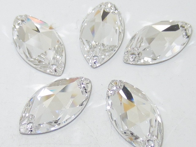 6pcs. MARQUIS 18x9mm CRYSTAL SEW ON FLATBACK European Rhinestones